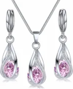 IFKM Silver Jewelry Sets for Women Rhinestone Crystal CZ Bridal Bridesmaid Accessories Necklace Earrings set for Wedding Prom Anniversary Birthday Gifts - Image 2