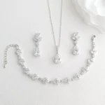 IFKM Silver Jewelry Sets for Women Rhinestone Crystal CZ Bridal Bridesmaid Accessories Necklace Earrings set for Wedding Prom Anniversary Birthday Gifts - Image 3