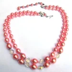 Pink 8mm 14.5inch Faux Glass Imitation Crystal Glass Imitation Pearls Necklace Bracelet Earring Butterfly Pendant Jewelry 3 set gift for Girls - Image 3