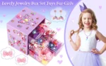 Toddler Girl Toys for Ages 5-7 Littler Girls Jewelry Set,51Pcs Kids Toy for Girls Age 8-10 Clip on Earrings,Princess Toys Adjustable Ring,Girl Toy Age 3 4 5 6-8 Year Old Birthday Christmas Gifts