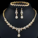 Golden Jewelry Sets for Women Fashion Costume Jewelry Includ Necklace Bracelet Rings Earrings Set - Image 3