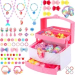 Sureio 7 Sets Girl Dress up Jewelry Toddler Princess Bracelet Necklaces Kids Valentine's Day Costume Jewelry Set for Girl Tea Costume Party - Image 3
