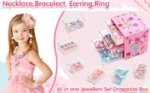 Toys for Girls Jewelry,37PCS Princess Toddler Girl Toys Age 6-8 for Pretend Play & Dress Up, Adjustable Ring Clip on Earrings Kids Toy for 3 4 5 6 7 8 9 Year Old Girls Christmas Birthday Gifts Ideas - Image 3