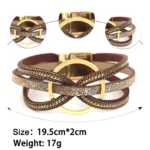 Fesciory Leopard Bracelet for Women, Boho Leather Wrap Multi-Layer Pearl Crystal Bracelet Bangle Jewelry - Image 2