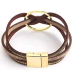 Fesciory Leopard Bracelet for Women, Boho Leather Wrap Multi-Layer Pearl Crystal Bracelet Bangle Jewelry - Image 3