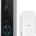 aosu Wireless Doorbell Camera, Battery-Powered Video Doorbell with aosuBase Mini, 2K Resolution, Local Storage, 2.4GHz WiFi, 180-Day Battery Life, AI Detection, Work with Alexa & Google Assistant