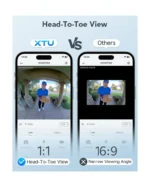XTU Battery Doorbell, 180° Head-to-Toe Video, Live View with Two-Way Talk, No Monthly Fee, 2.4G Wi-Fi with Chime, Local/Cloud Storage, Human Detection, Compatible with Alexa & Google Home - Image 2