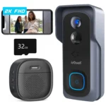 ieGeek Doorbell Camera Wireless No Subscription, 2K Full HD View, Wireless Video Doorbell with Chime, Voice Changer, 2-Way Talk, PIR Motion Detection, Only Support 2.4Ghz WiFi, Works with Alexa, Grey