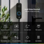 Chamberlain myQ Video Doorbell | 2K Camera, Battery/Wired, Color Night Vision, Live with 2-Way Talk, Motion Detection & Real-Time Alerts, 150 Deg Wide View, Black - Image 3