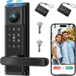 Video Smart Lock with Camera & Doorbell, 5-in-1 Keyless Entry Door Lock with Handle, Fingerprint+Keypad Code+App Remote Control+IC Card, Auto Lock, Wi-Fi Smart Deadbolt for Front Door, Apartment