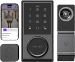 Wireless Video Doorbell w/Smart Lock Set - Incl. Chime, Dual Cameras, 5MP 3K QHD, 2" Screen & 32GB eMMC, Motion Detection & Real-time Alert, 2-Way Audio, Door Bell and Keyless Entry Front Door Lock