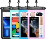 4 Pack 10.5" Large Waterproof Phone Pouch - Underwater Clear Cell Holder - Universal Water Proof Dry Bag with Neck Lanyard for iPhone 16 Pro Max Samsung Galaxy with Heavy Case for Beach Swimming Pool