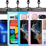 4 Pack 10.5" Large Waterproof Phone Pouch - Underwater Clear Cell Holder - Universal Water Proof Dry Bag with Neck Lanyard for iPhone 16 Pro Max Samsung Galaxy with Heavy Case for Beach Swimming Pool