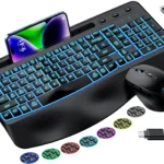 Wireless Keyboard and Mouse Combo, 2.4G Full Size Silent Keyboard with Fn Multimedia Keys for Office and Home, 3-Level DPI Adjustable Quiet Mouse for Windows,Mac OS Desktop/Laptop/PC(Avocado Green)