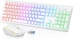 Wireless Keyboard and Mouse Combo, RGB Backlit, Rechargeable & Light Up Letters, Full-Size, Soft Typing, Sleep Mode, 2.4GHz Quiet Keyboard Set for Mac, Windows, Laptop, PC, Trueque KM42Pro (Black)