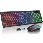 Wireless Keyboard and Mouse Combo, RGB Backlit, Rechargeable & Light Up Letters, Full-Size, Soft Typing, Sleep Mode, 2.4GHz Quiet Keyboard Set for Mac, Windows, Laptop, PC, Trueque KM42Pro (Black) - Image 3