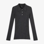 pull col polo à petites côtes