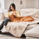 PupProtector™ Waterproof Throw Blanket - White with Brown Accents - Image 2