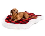 PupRug® Faux Fur Orthopedic Dog Bed Cover - Curve Red & Black Plaid (Bed Not Included) - Image 2