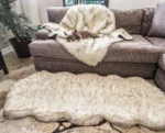 PupRug® Orthopedic Runner Bed + Matching Waterproof Blanket Bundle - White with Brown Accents - Image 2