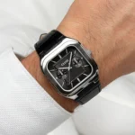 Quadrus Multifunction Watch Leather, Black, Silver Colour - Image 2