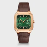 Quadrus Multifunction Watch Leather, Green, Rose Gold Colour