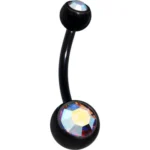 Bodymod Titanium Belly Button Banana Bar with Gem - Image 2