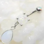 Opalite Stone Belly Button Banana Ring