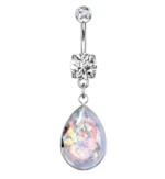 Opalite Stone Belly Button Banana Ring - Image 2
