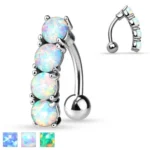 Opalite Stone Belly Button Banana Ring - Image 3