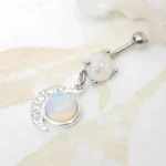 Opalite Stone Belly Button Banana Ring - Image 4