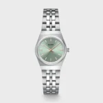 Retro 70s Mini Watch Steel, Sage Green, Silver Colour