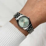 Retro 70s Mini Watch Steel, Sage Green, Silver Colour - Image 2