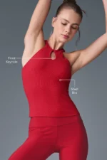 Ribbed Mesmerize Bra Tank - Bold Red - Image 2