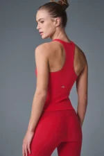 Ribbed Mesmerize Bra Tank - Bold Red - Image 3