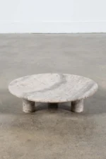 Round Footed Plate in Grey Travertine