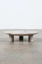 Round Footed Plate in Grey Travertine - Image 2
