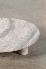 Round Footed Plate in Grey Travertine - Image 3