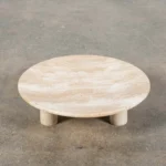 Round Footed Plate in Travertine