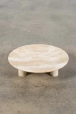 Round Footed Plate in Travertine