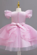 Short Flutter Sleeve Organza Knee Length Flower Girl Dresses 1028919378818 - Image 2