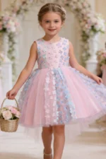 Sleeveless Round Neck Floral Appliques High-Low Flower Girl Dresses 1029079751952