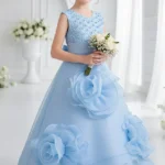 Sleeveless V-Neck Organza Floor Length Flower Girl Dresses 1029248406776