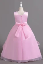 Sleeveless V-Neck Organza Floor Length Flower Girl Dresses 1029248406776 - Image 2