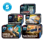 Spy Labs Five-Pack Stocking Stuffer Bundle: Invisible Ink Pen and UV Light | Pocket Metal Detector | Secret Codes and Ciphers | Secret Message Tools | Fingerprinting Kit