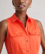 Stretch Cotton Sleeveless Cordelia Shirt Dress - Image 2