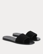 Suede Slide Sandal | Black Suede - Image 2