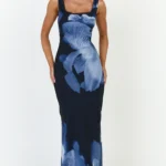 Summer Maxi Dress - Cowl Neck Slip Dress in Twilight Orchid Print