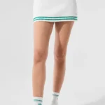 Tennis Club Sweater Knit Skirt - White/Spruce Green