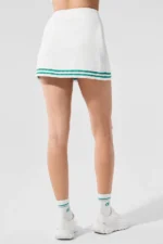 Tennis Club Sweater Knit Skirt - White/Spruce Green - Image 2